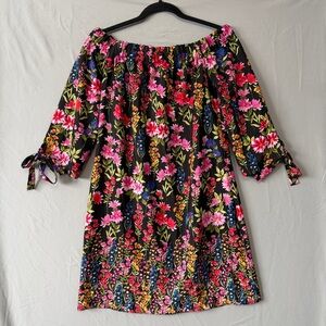 Vince Camuto Womens Floral Off Shoulder 3/4 Sleeve Shift Dress 4 Cottagecore